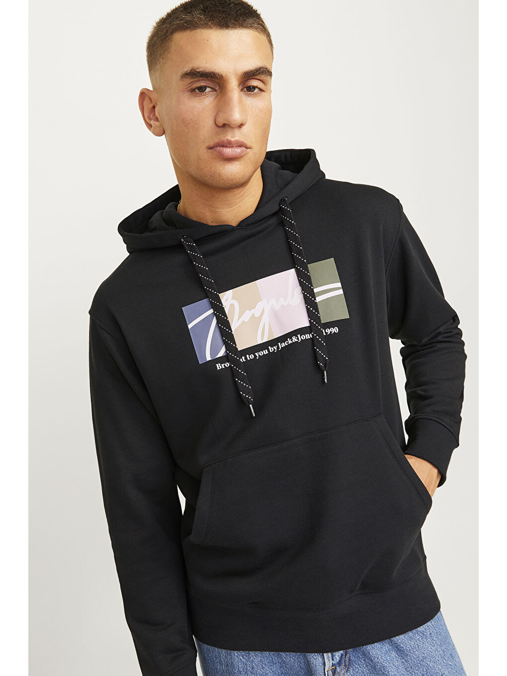 JORPORTLAND BLOCK SWEAT HOOD LN هودی جک اند جونز